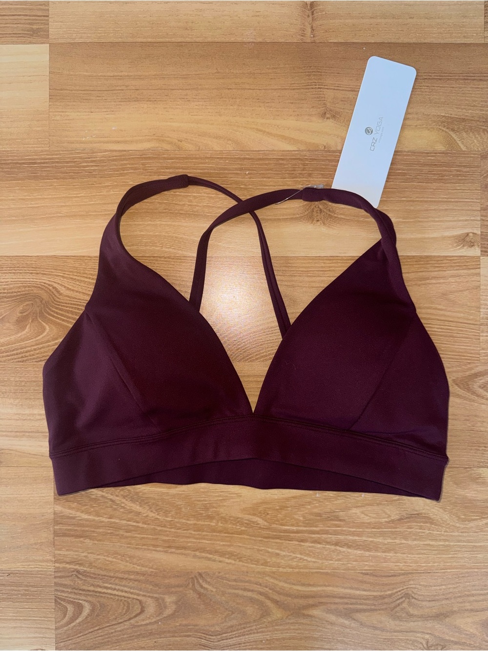 CRZ YOGA Deep Wine V‑Neck Bralette